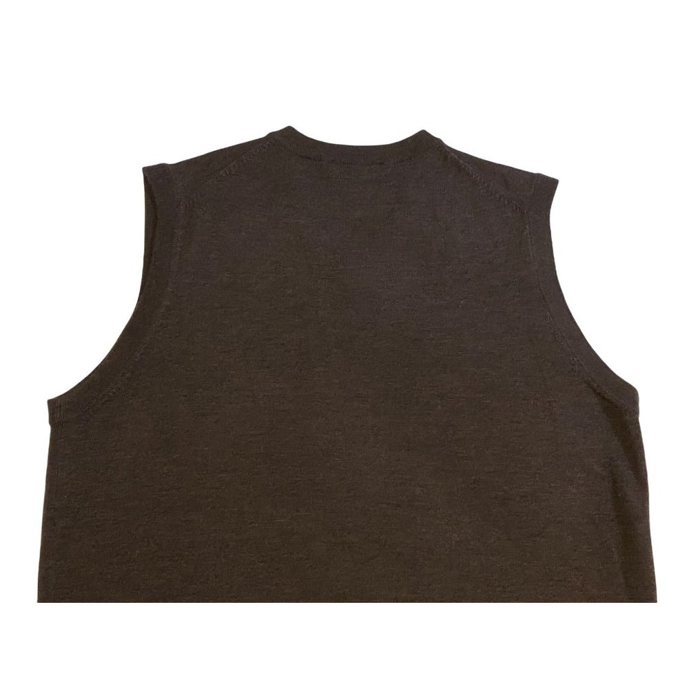 TURNBURY 100% Brown Extra Fin Merino Wool V-Neck Sweater Vest Grandpa Men's XLT - Picture 5 of 7
